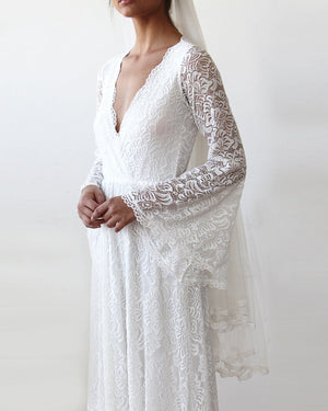 Full Lace Bell Sleeves Wedding maxi dress in Ivory 1167