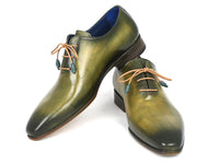 Paul Parkman Wholecut Plain Toe Oxfords Green Hanpainted Leather (ID#755-GRN)