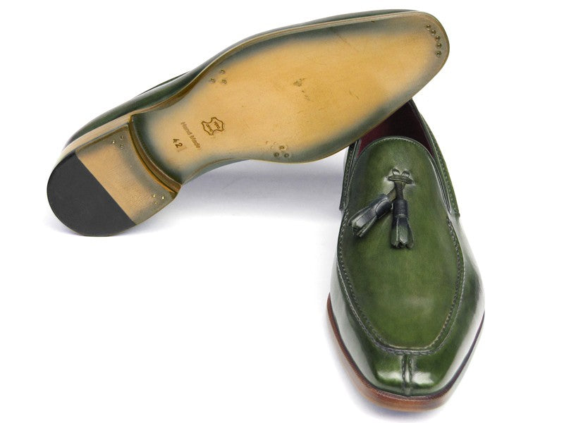 Paul Parkman Men's Tassel Loafer Green Leather (ID#083-GREEN)