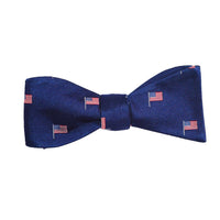American Flag Bow Tie - Navy, Woven Silk - Spread