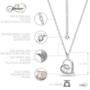 Elegant Mother Necklace, 925 Silver, Silver Plated Pearl Mom Necklace