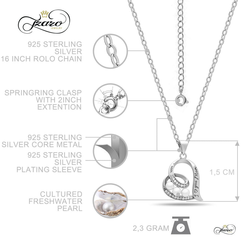 Elegant Mother Necklace, 925 Silver, Silver Plated Pearl Mom Necklace