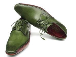 Paul Parkman Men's Ghillie Lacing Side Handsewn Dress Shoes - Green  (ID#022-GREEN)