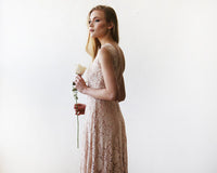 Open back lace maxi dress sleeveless pink blush 1141
