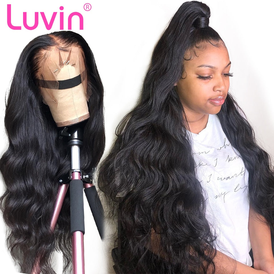 Luvin Body Wave 360 Lace Frontal Wigs 26 28 30 Inch Pre Plucked With Baby Hair Brazilian Human Hair 250 Density 13x6 Front Wig