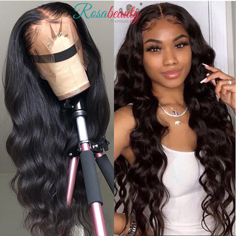 Rosabeauty Body Wave 360 Lace Front Human Hair Wigs Peruvian Virgin remy Pre-plucked Hair 13x6 Frontal Water wave Wigs
