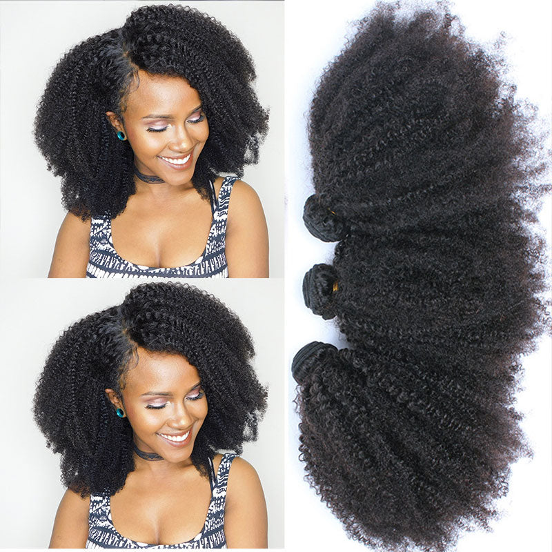 Mongolian Afro Kinky Curly Bundles Human Hair Bundles With Closure 100% Human Hair Weave Extensions 4B 4C Virgin Hair EverBeauty