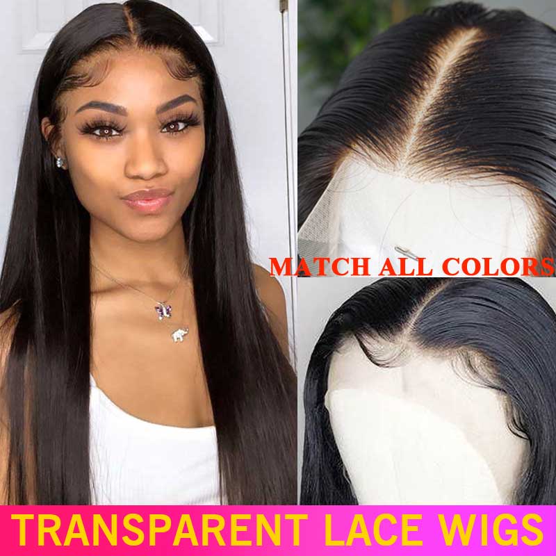HD Transparent Lace Frontal Wig 180 200 Density Lace Front Human Hair Wigs 13x4 Remy Invisible Brazilian Straight Lace Front Wig