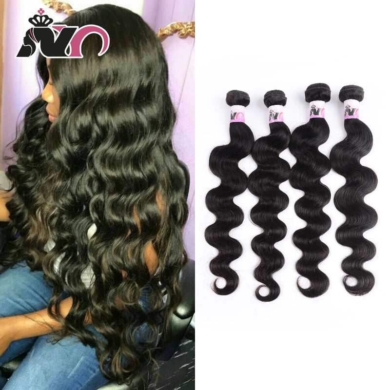 Brazilian Hair Body Wave 4 Bundles Hair 100% Human Hair Weave Natural Black Non Remy Body Wave 4 Bundles Deals for Black Women