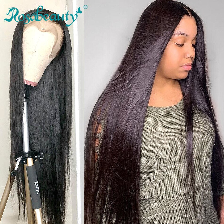 Rosabeauty Brazilian 13x6 Glueless Lace Front Human Hair Wigs Pre Plucked For Black Women 28 30 Inch 360 Frontal Wig Full Lace