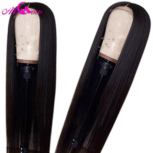 Ali Coco 13x4 Brazilian Straight Human Hair Wigs 28 30 inch 150%  Orange Ginger Color Brazilian Remy Long Wigs Pre Plucked