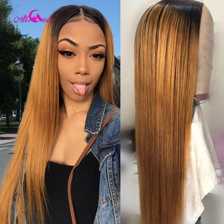 Ali Coco 13x4 Brazilian Straight Human Hair Wigs 28 30 inch 150%  Orange Ginger Color Brazilian Remy Long Wigs Pre Plucked