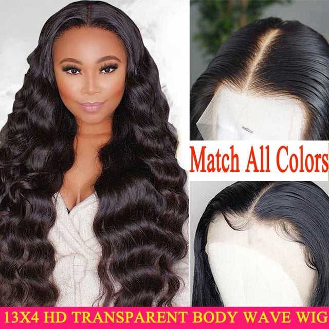 Lace Front Human Hair Wigs Transparent HD Lace Frontal Wig 180 200 Density Lace Front Wig Remy 13x4 Brazilian Body Wave Wig