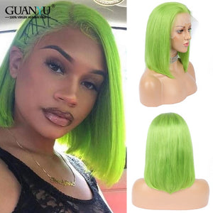 Pink Bob Lace Front Wigs Human Hair 13X4 Pre Plucked 613 Blonde Blue Red Grey Green Ombre Short Bob Wigs For Black Women Remy