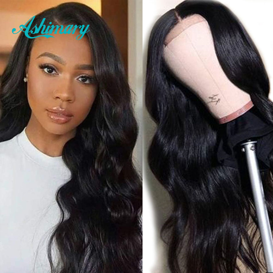 Ashimary 4x4 Lace Closure Wigs Human Hair Brazilian Body Wave Lace Wigs for Black Women Pre Plucked with Baby Hair 180 Density