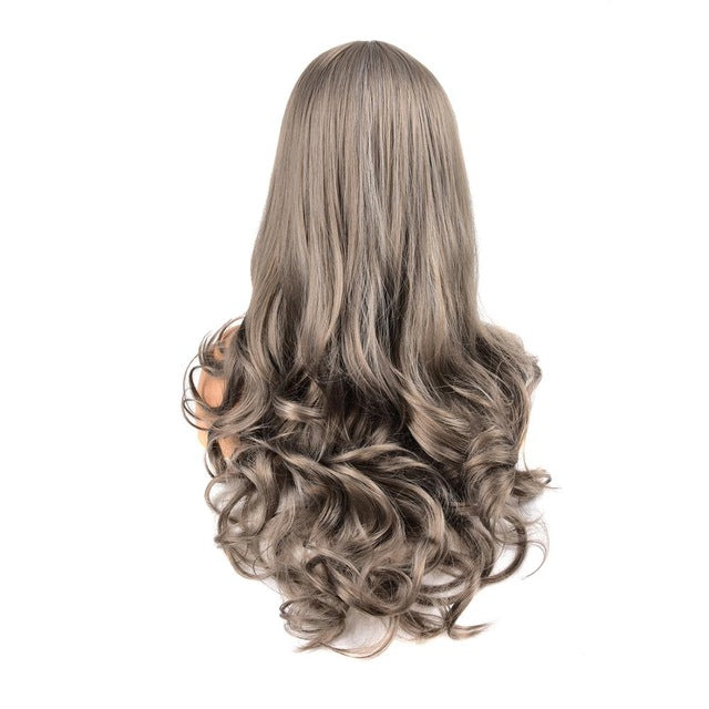 MERISI HAIR Ombre Black Brown Cosplay Lolita Wigs With Bangs Long Wavy Synthetic Hair Wig For Women High Temperature Fibe