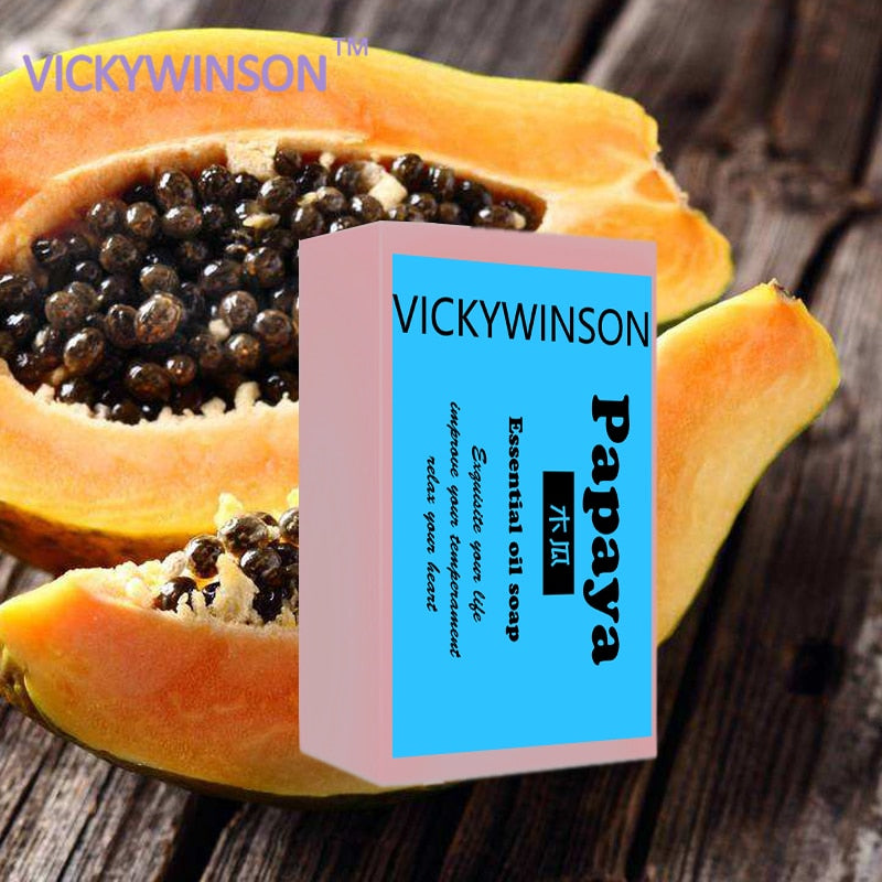 VICKYWINSON Natural Organic Herbal Green Papaya Soap Whitening Lightening Skin Handmade Soap 50g